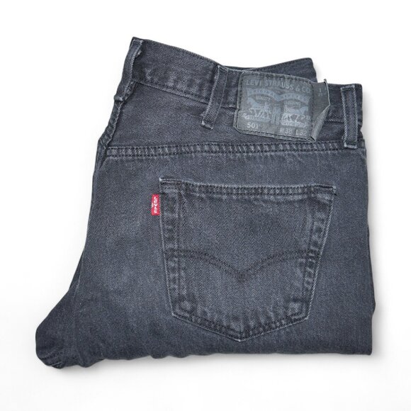 Levis 501 Men's Denim Jeans Size 38x30 Vintage Black Wash Button Fly - Picture 1 of 10
